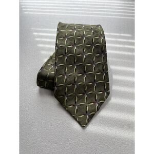 Mark Pendleton for Nordstrom Green Geometric Pattern 100% Silk Tie NWOT